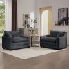 Luxurious and Sophisticated Deep Seated Sofa Set with Two Single Chairs in Corduroy Fabric, Suitable for Bedroom and Office