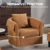 Swivel Accent Chair with Ottoman Set, Modern Chenille Barrel Armchair with Removable Back Pillow & 2 Armrest Covers for Living Room, Bedroom, Office