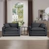Luxurious and Sophisticated Deep Seated Sofa Set with Two Single Chairs in Corduroy Fabric, Suitable for Bedroom and Office
