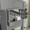 Twin over Twin House Bunk Bed with Roof , Window, Window Box, Door , with Safety Guardrails and Ladder