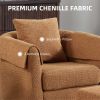 Swivel Accent Chair with Ottoman Set, Modern Chenille Barrel Armchair with Removable Back Pillow & 2 Armrest Covers for Living Room, Bedroom, Office