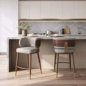 Brew Counter Stool (Color: Beige & Walnut)